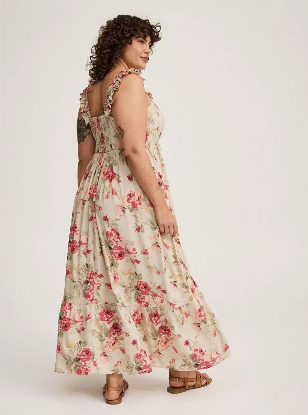 Torrid Maxi Challis Ruffle Strap Tiered Dress Plus Size 11x  Boho floral NWT BM - Picture 3 of 6